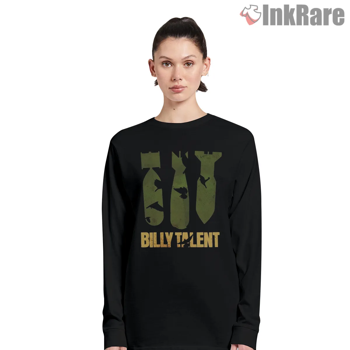 Billy Talent Distressed Roman Numeral Birds Long Sleeve Black Billy Talent Distressed Roman Numeral Birds Shirt on black long sleeve shirt for women graphic tee