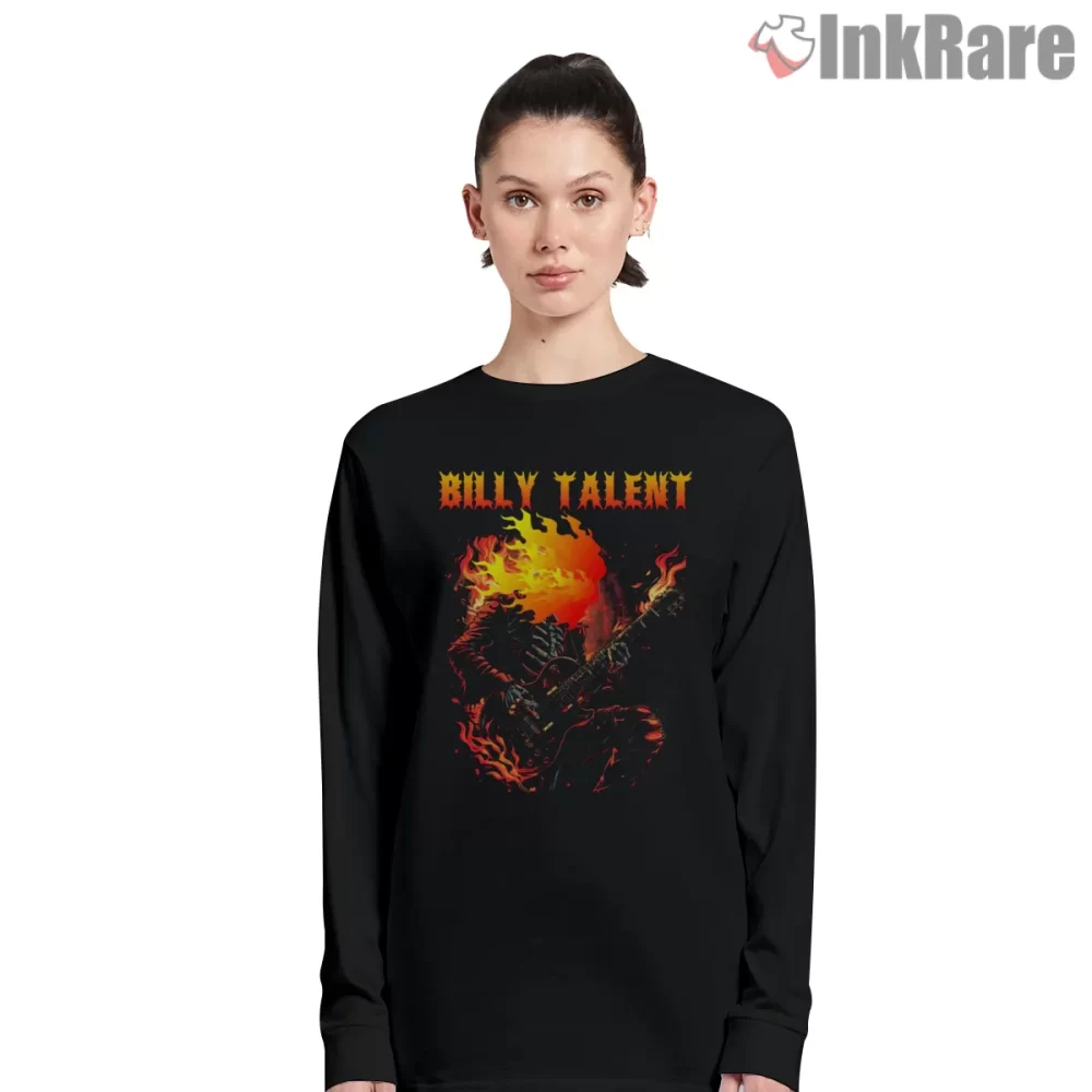 Billy Talent Flaming Head Guitar Fury Shirt on black long sleeve shirt for women graphic tee