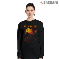 Billy Talent Flaming Head Guitar Fury Shirt on black long sleeve shirt for women graphic tee