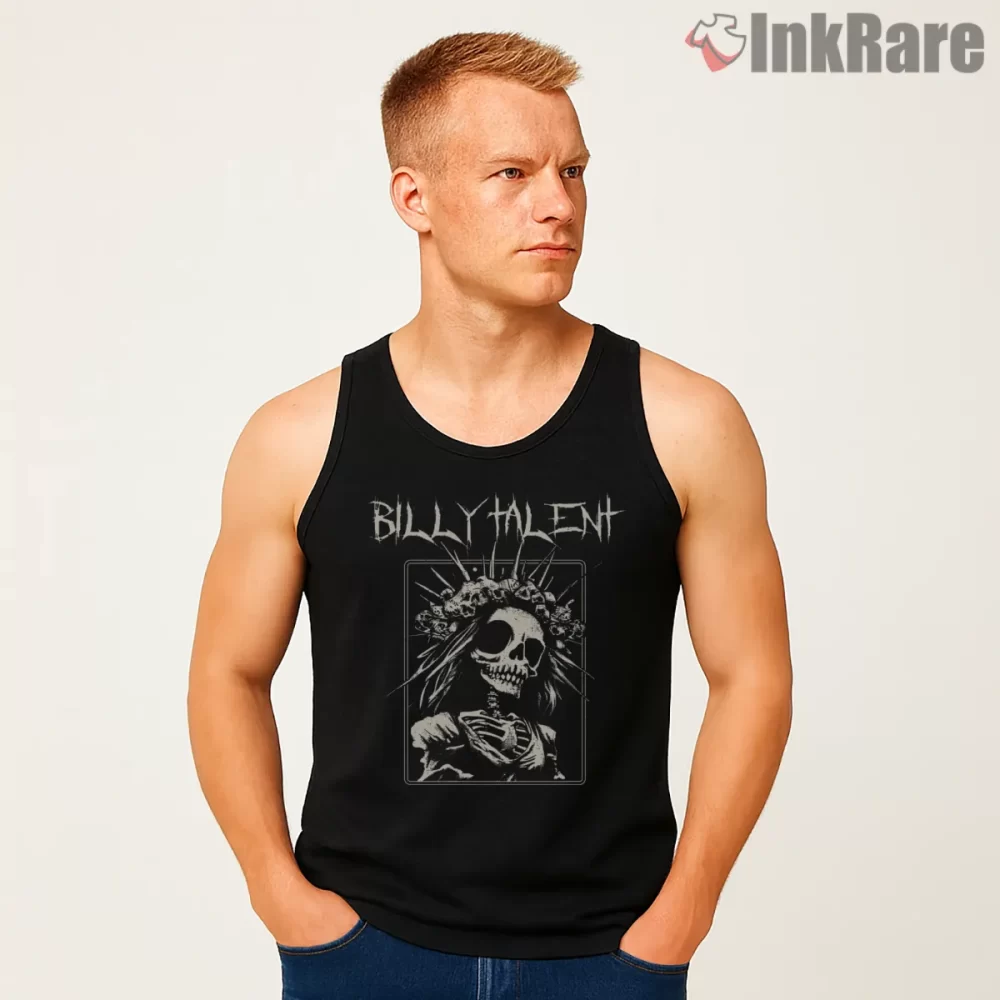 Billy Talent Gothic Skull Bride Poster Shirt on black tank top for men graphic tee