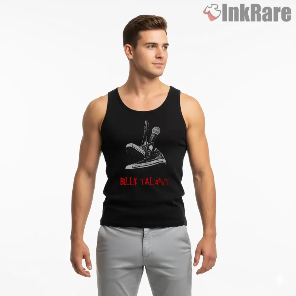 Billy Talent Hanging Mic And Sneakers Sketch Shirt on black tank top for men graphic tee