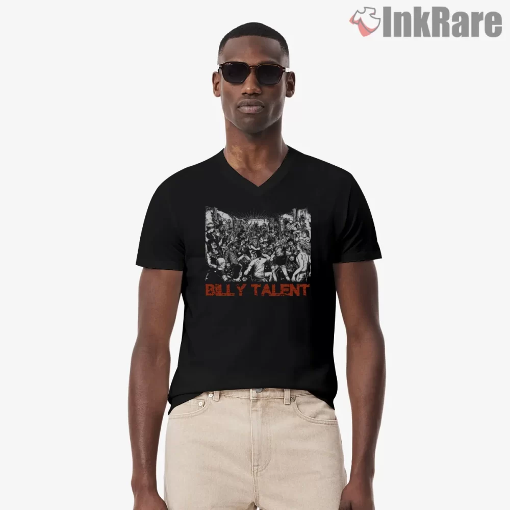 Billy Talent Live Concert Crowd Collage Shirt on black v-neck shirt for men graphic tee