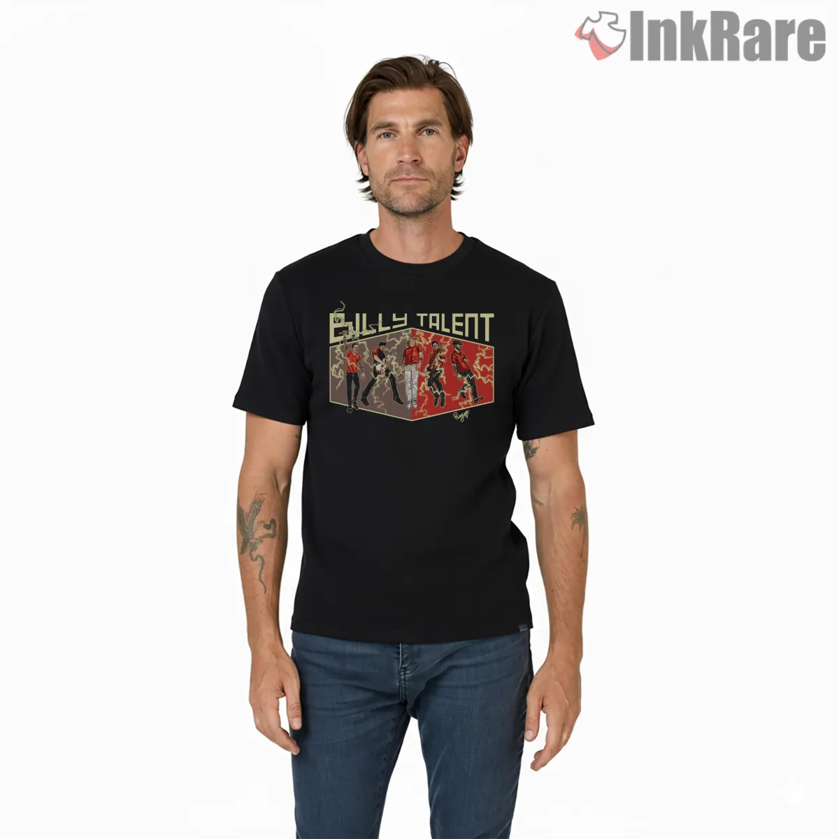 Billy Talent Live Performance Box Art Short Sleeve Black Billy Talent Live Performance Box Art Shirt on black short sleeve shirt for men graphic tee