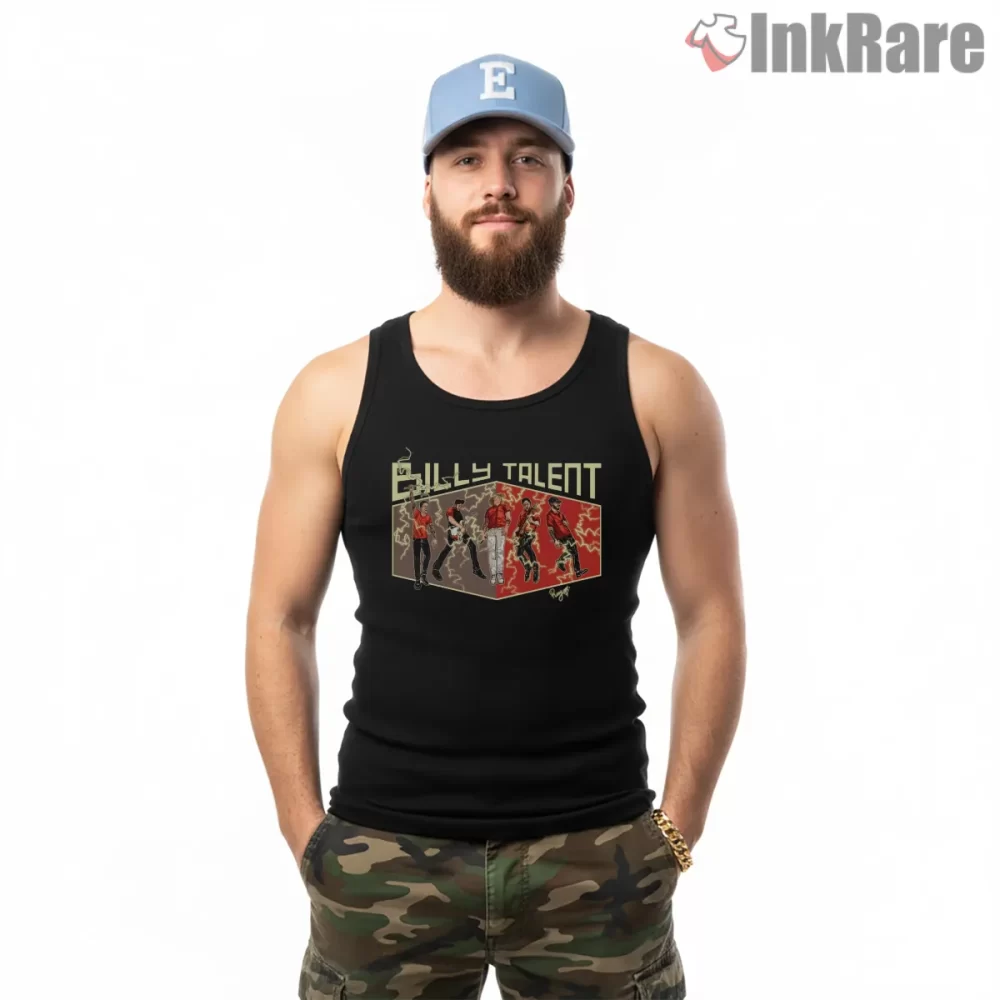 Billy Talent Live Performance Box Art Shirt on black tank top for men graphic tee