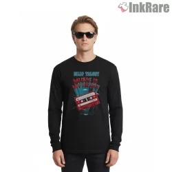 Billy Talent Music Is My Heart Cassette Shirt on black long sleeve shirt for men graphic tee
