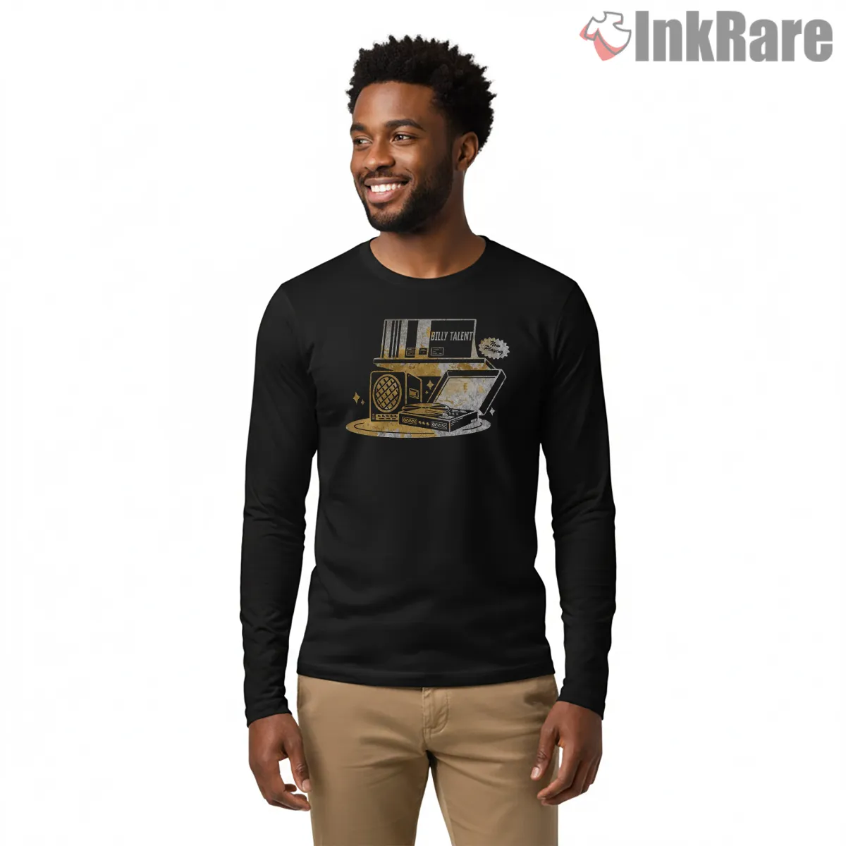 Billy Talent Now Playing Turntable Vinyl Long Sleeve Black Billy Talent Now Playing Turntable Vinyl Shirt on black long sleeve shirt for men graphic tee