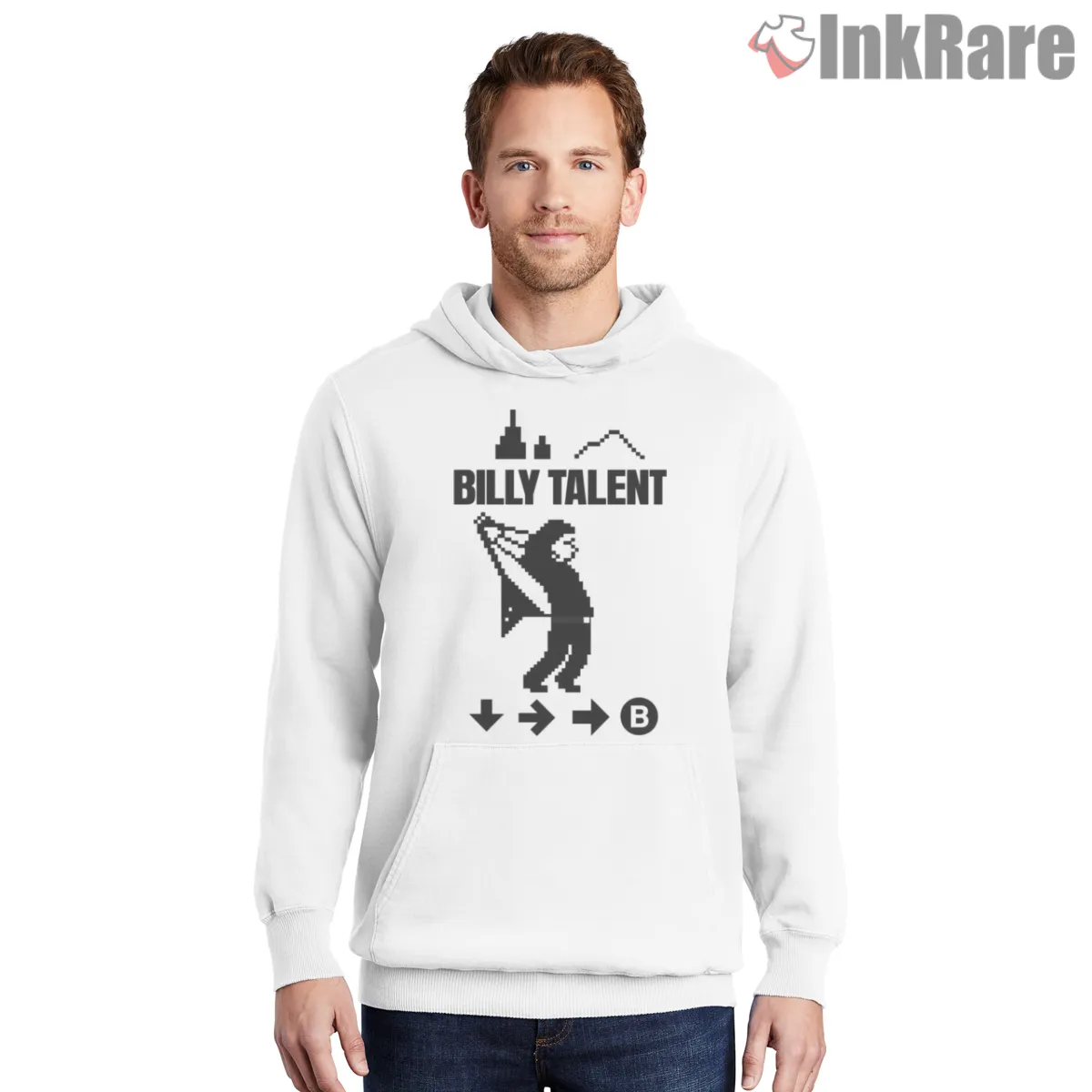 Billy Talent Pixel Gamer Cheat Code Shirt on white hoodie for men graphic tee