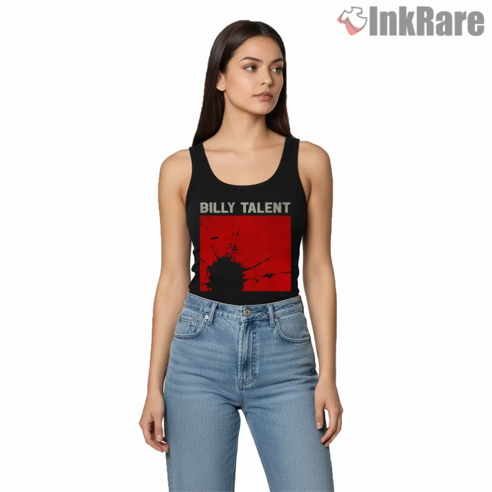 Billy Talent Red Splash Poster Graphic Shirt on black tank top for women graphic tee