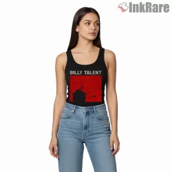 Billy Talent Red Splash Poster Graphic Shirt on black tank top for women graphic tee