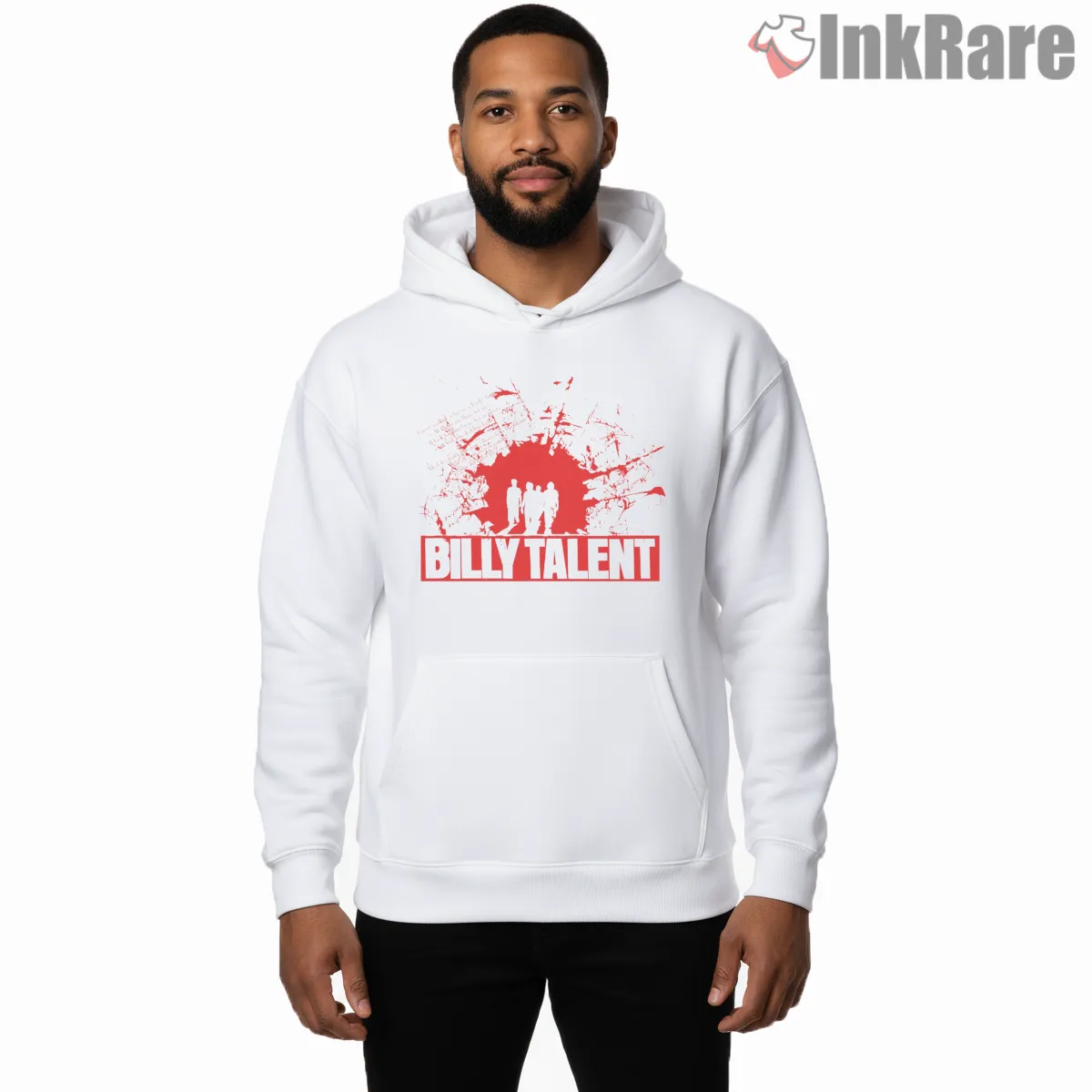 Billy Talent Red Splatter Silhouette Poster Shirt on white hoodie for men graphic tee