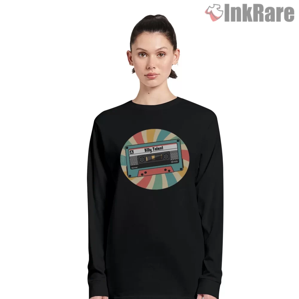 Billy Talent Retro Cassette Circle Shirt on black long sleeve shirt for women graphic tee
