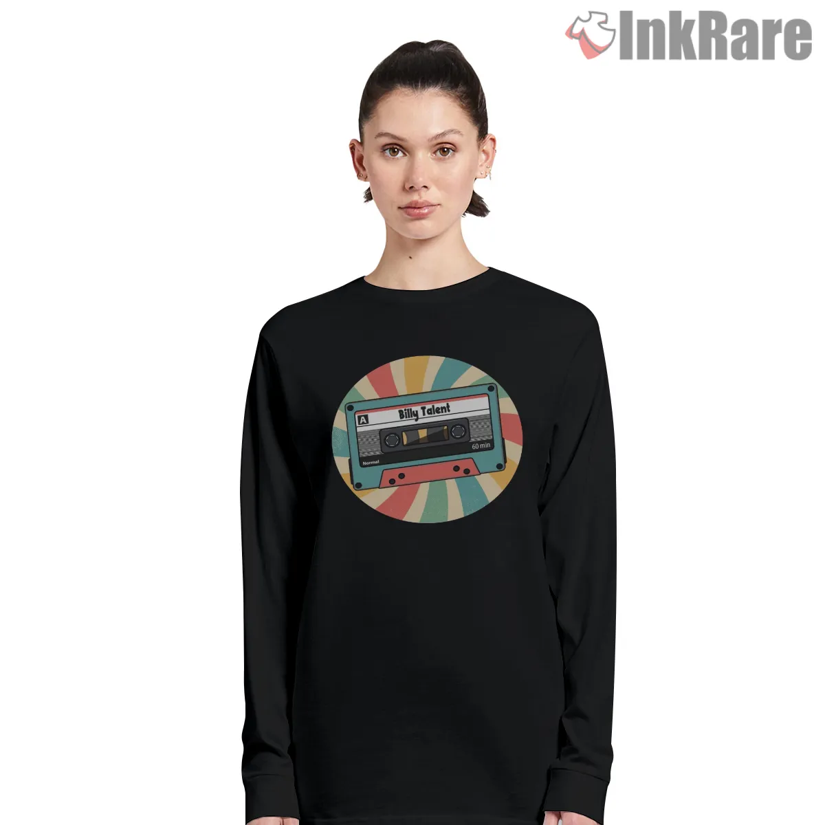 Billy Talent Retro Cassette Circle Long Sleeve Black Billy Talent Retro Cassette Circle Shirt on black long sleeve shirt for women graphic tee