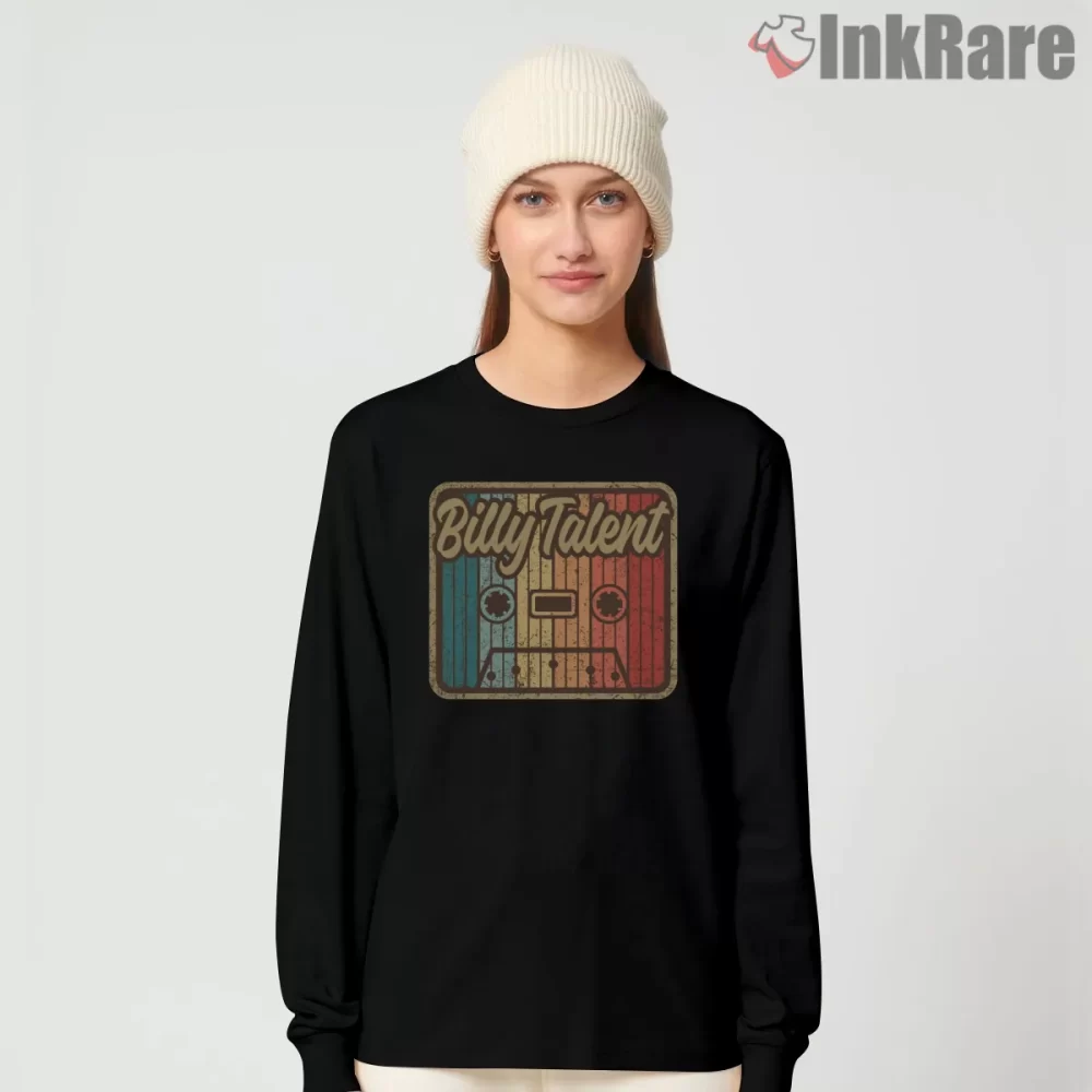 Billy Talent Retro Cassette Tape Sunset Shirt on black long sleeve shirt for women graphic tee