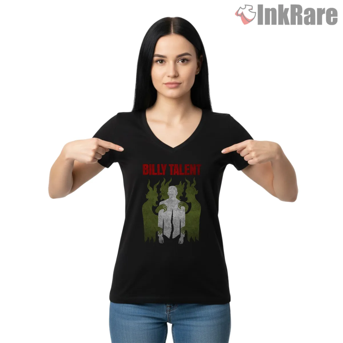 Billy Talent Shadow Devils Gripping Figure V Neck Black Billy Talent Shadow Devils Gripping Figure Shirt on black v-neck shirt for women graphic tee