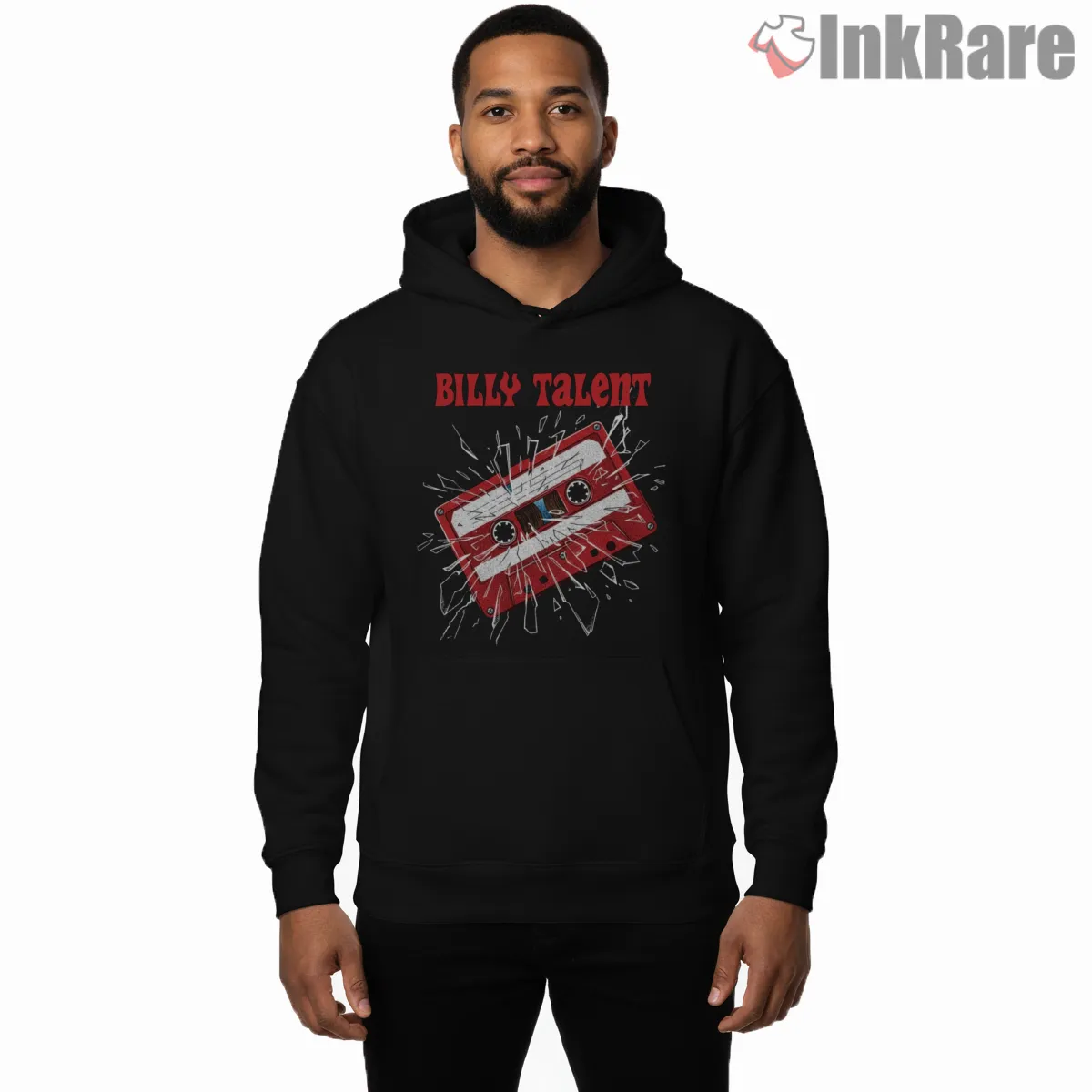 Billy Talent Shattered Cassette Chaos Shirt on black hoodie for men graphic tee