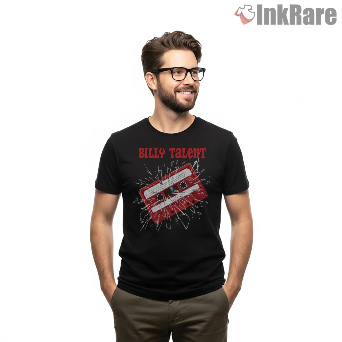 Billy Talent Shattered Cassette Chaos Short Sleeve Black Billy Talent Shattered Cassette Chaos Shirt on black short sleeve shirt for men graphic tee
