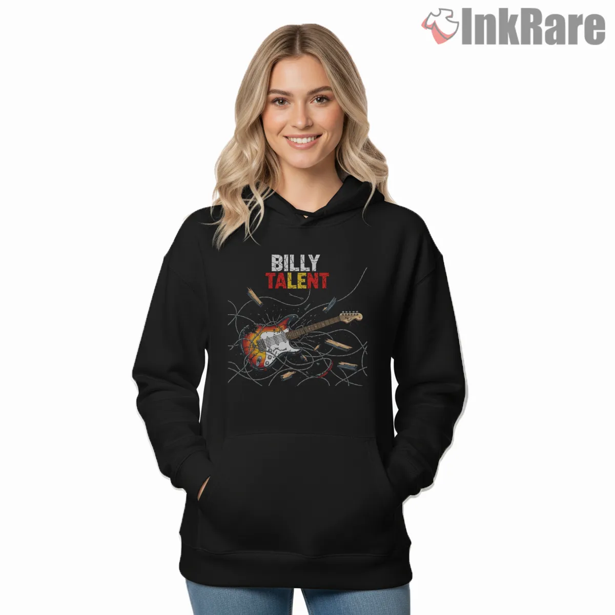 Billy Talent Shattered Guitar And Barbed Wire Hoodie Black Billy Talent Shattered Guitar And Barbed Wire Shirt on black hoodie for women graphic tee
