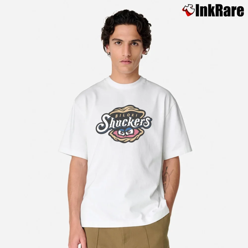 Men’s Biloxi Shuckers Baseball Team Classic T-Shirt in white | Soft, Breathable Everyday Wear