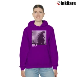 Women’s Bioworld Godzilla 1954 Black And White Classic Movie Cozy Hoodie in purple | Warm, Structured, Stylish