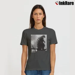 Women’s Bioworld Godzilla 1954 Black And White Classic Movie Signature T-Shirt in charcoal | Soft, Flattering Fit
