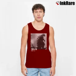 Men’s Bioworld Godzilla 1954 Black And White Classic Movie Tank Top in maroon | Breathable, Active-Friendly Design