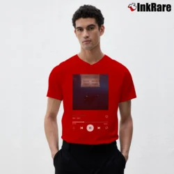 Men’s Birds Of A Feather Billie Eilish V-Neck Tee in red | Sharp, Breathable, Everyday Staple