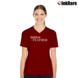 Women’s Birds Of A Feather V-Neck Tee in maroon | Chic Neckline, Soft Texture