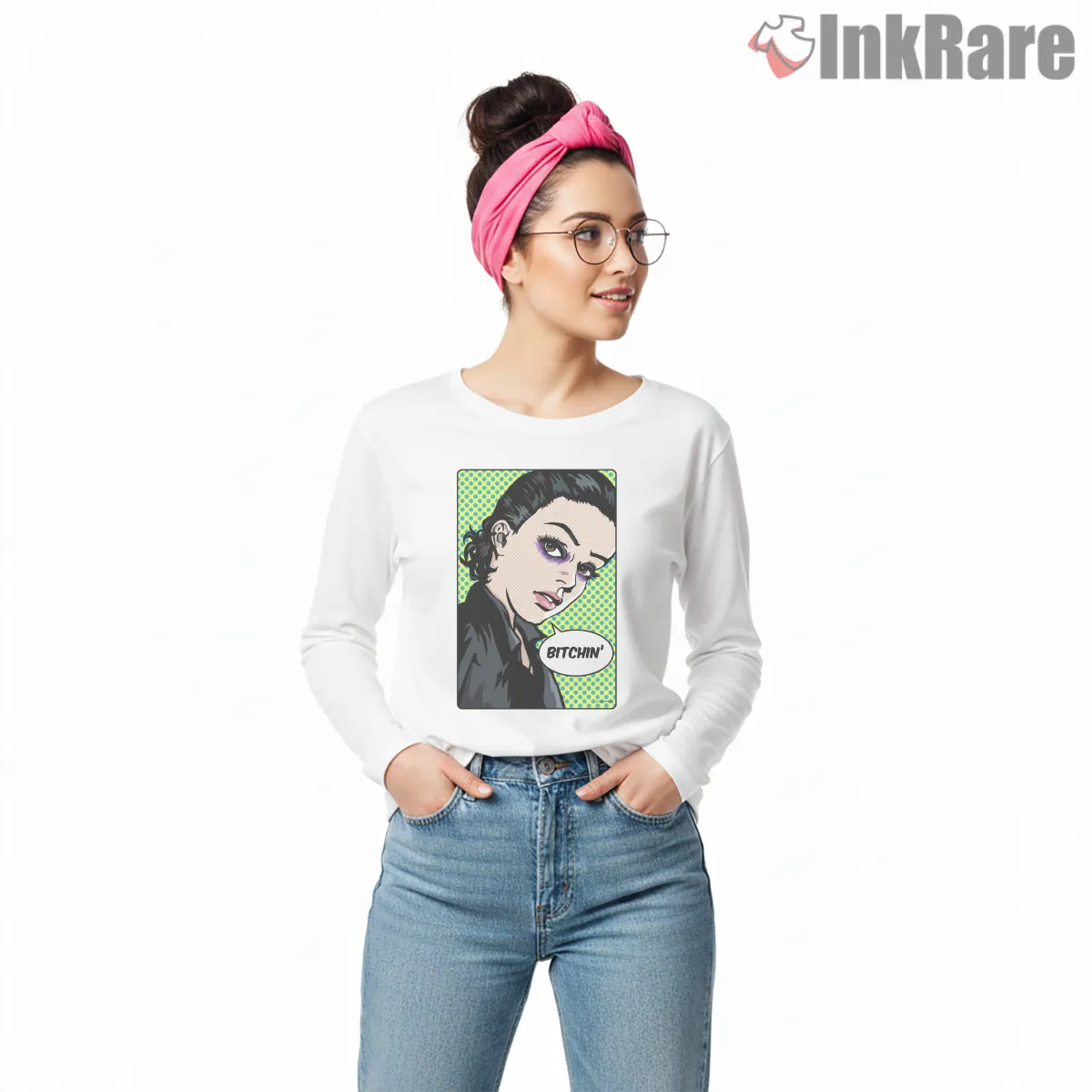 Bitchin Eleven Pop Art Portrait Long Sleeve White Bitchin Eleven Pop Art Portrait Shirt on white long sleeve shirt for women graphic tee