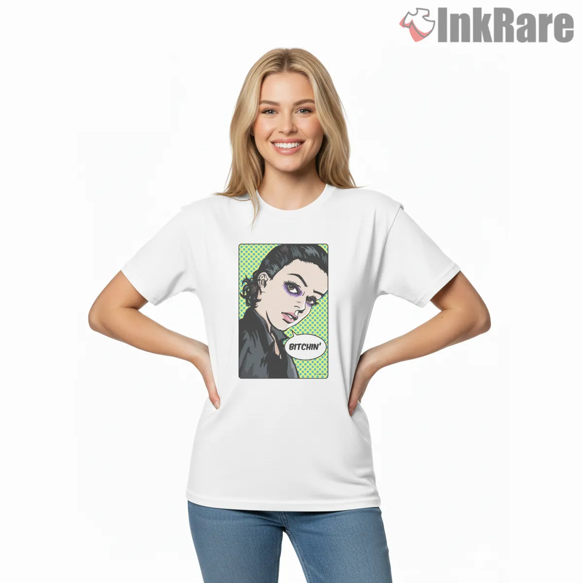Bitchin Eleven Pop Art Portrait Short Sleeve White Bitchin Eleven Pop Art Portrait Shirt on white short sleeve shirt for women graphic tee