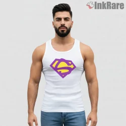 Bizarro Superman Distorted Logo Alternate Universe Hero Shirt on white tank top for men graphic tee