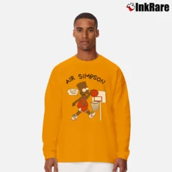Men’s Black Bart Simpson Michael Jordan Basketball 80s 90s Vintage Long-Sleeve Shirt in orange | Sleek, Lightweight, Year-Round Wear