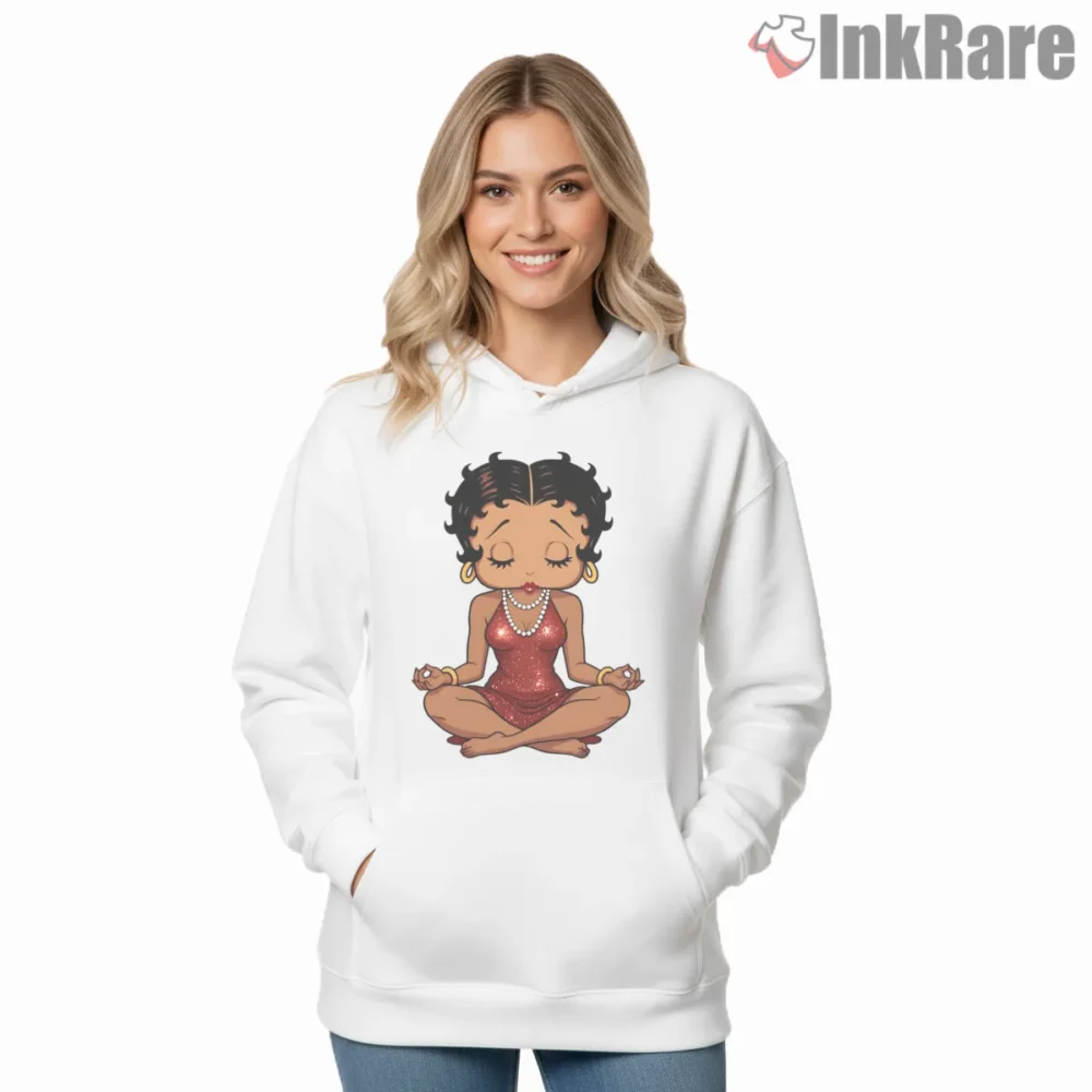 Black Betty Boop Meditating Peaceful Spirit Shirt on white hoodie for women graphic tee