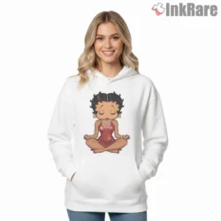 Black Betty Boop Meditating Peaceful Spirit Shirt on white hoodie for women graphic tee