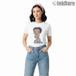 Black Betty Boop Praying Woman Empowerment Shirt on white short sleeve shirt for women graphic tee