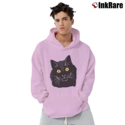 Men’s Black Cat Cute Pet Lover Gift Pullover Hoodie in light pink | Cozy, Durable, Modern Fit