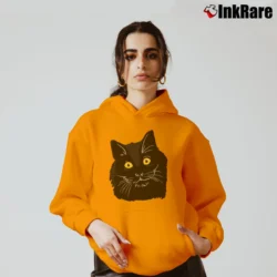 Women’s Black Cat Cute Pet Lover Gift Cozy Hoodie in orange | Warm, Structured, Stylish