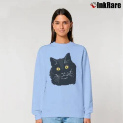 Women’s Black Cat Cute Pet Lover Gift Relaxed Sweatshirt in light blue | Soft, Laid-Back Vibe