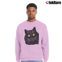 Men’s Black Cat Cute Pet Lover Gift Crewneck Sweatshirt in light pink | Cozy Fabric, Clean Style