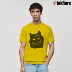 Men’s Black Cat Cute Pet Lover Gift Classic T-Shirt in yellow | Soft, Breathable Everyday Wear
