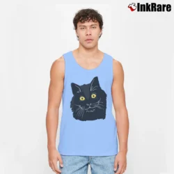 Men’s Black Cat Cute Pet Lover Gift Tank Top in light blue | Breathable, Active-Friendly Design