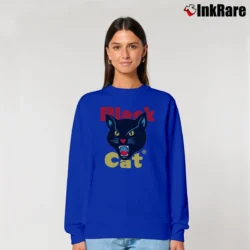Women’s Black Cat Fireworks Classic Relaxed Sweatshirt in royal blue | Soft, Laid-Back Vibe