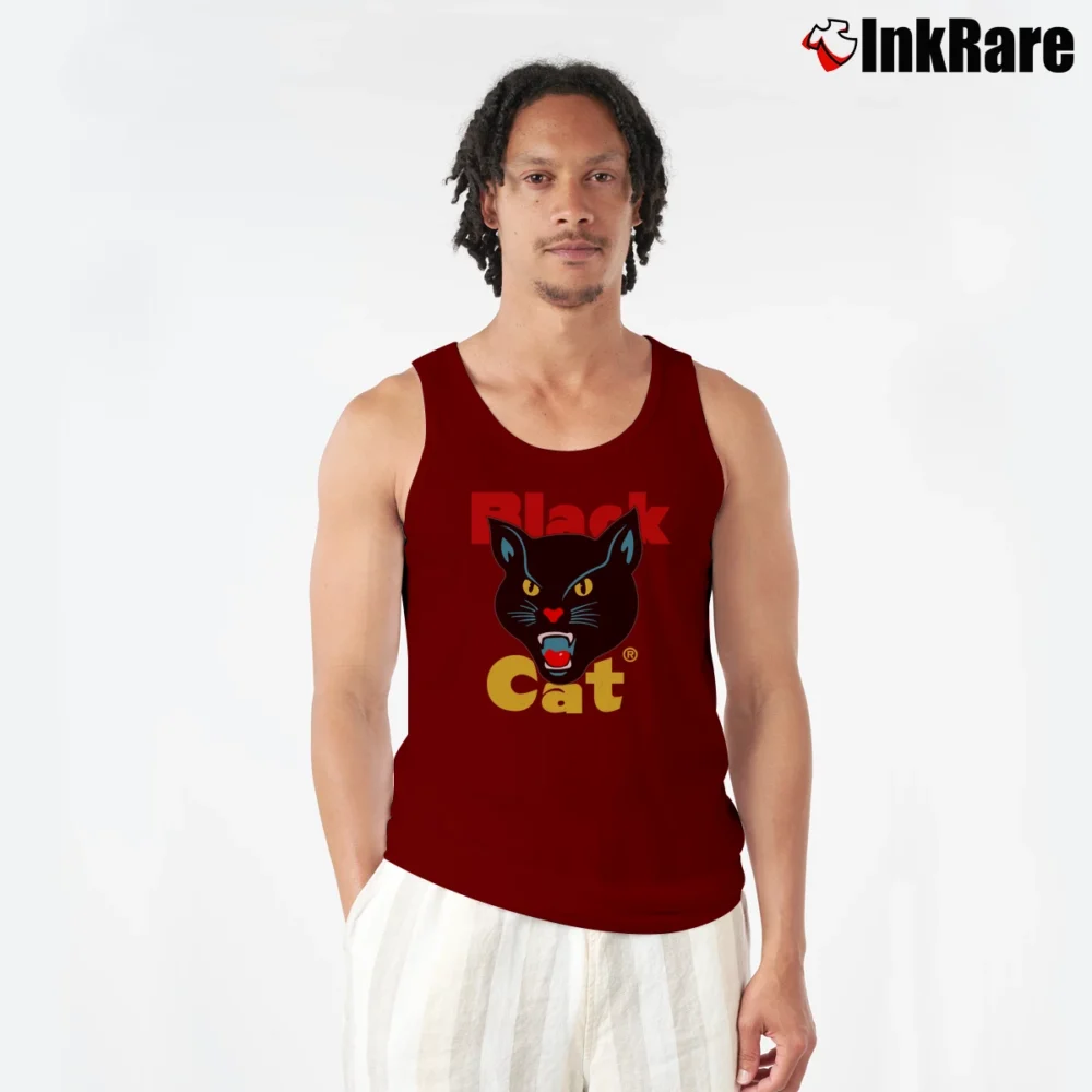 Men’s Black Cat Fireworks Classic Tank Top in maroon | Breathable, Active-Friendly Design
