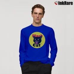 Men’s Black Cat Fireworks Firecracker Long-Sleeve Shirt in royal blue | Sleek, Lightweight, Year-Round Wear