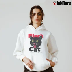 Women’s Black Cat Fireworks Cozy Hoodie in white | Warm, Structured, Stylish