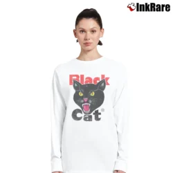 Women’s Black Cat Fireworks Long-Sleeve Top in white | Sleek, Versatile, All-Season