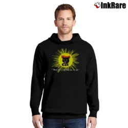Men’s Black Cat Fireworks Red Graphic Pullover Hoodie in black | Cozy, Durable, Modern Fit