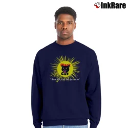 Men’s Black Cat Fireworks Red Graphic Crewneck Sweatshirt in navy | Cozy Fabric, Clean Style