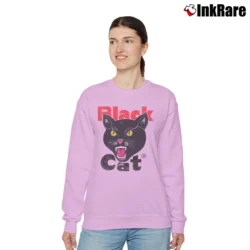 Women’s Black Cat Fireworks Relaxed Sweatshirt in light pink | Soft, Laid-Back Vibe