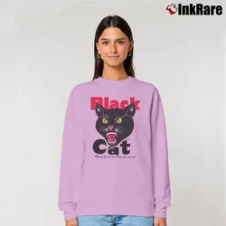 Women’s Black Cat Fireworks Relaxed Sweatshirt in light pink | Soft, Laid-Back Vibe