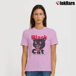 Women’s Black Cat Fireworks Signature T-Shirt in light pink | Soft, Flattering Fit